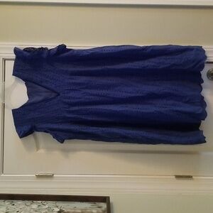 NWOT. Blue eyelet dress with flutter sleeves. Fully lined.